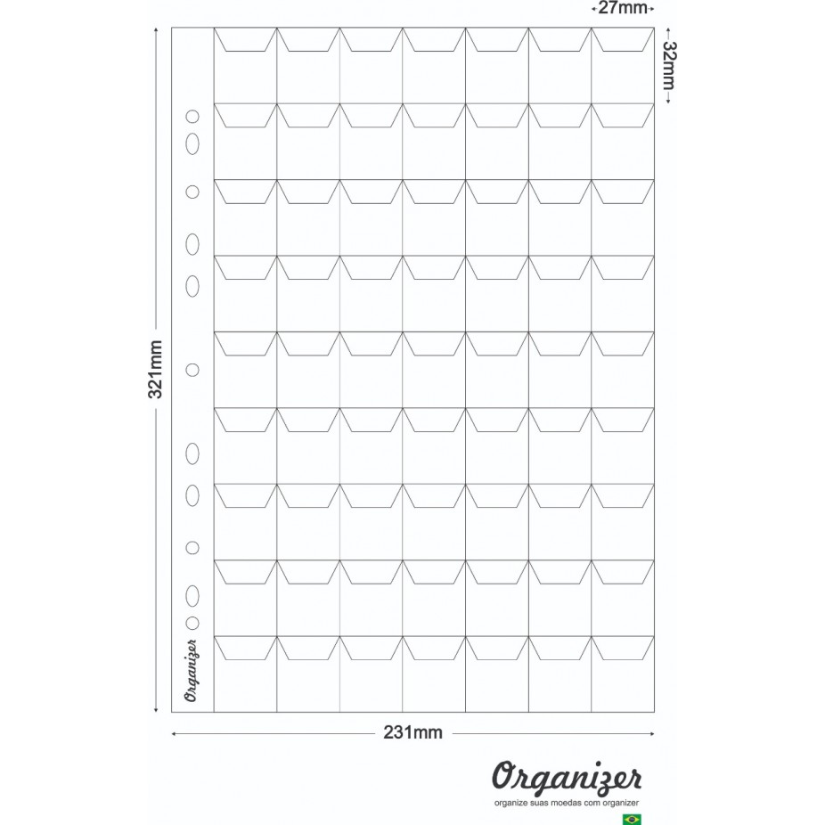 Folha para Moedas 63 Lugares - Com Abas
