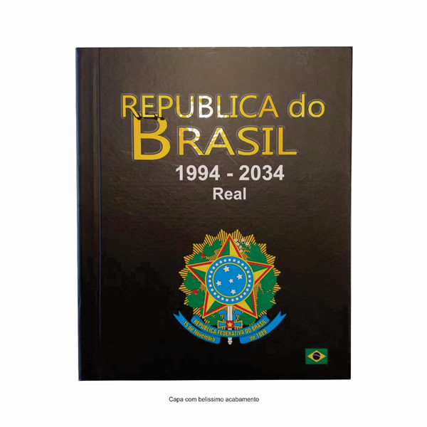 Álbum para moedas da Republica do Brasil Real 1994 a 2034 - LUXO 