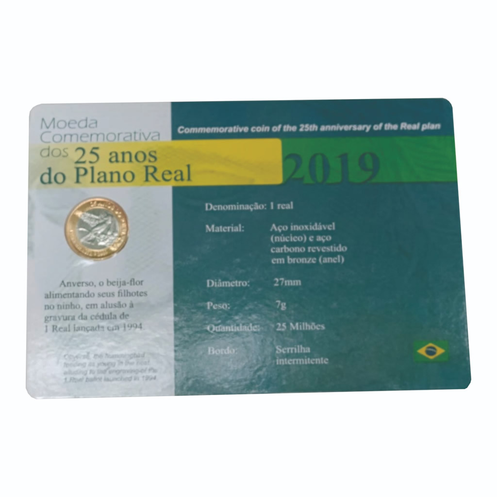 Blister com a Moeda comemorativa dos 25 anos do Plano Real